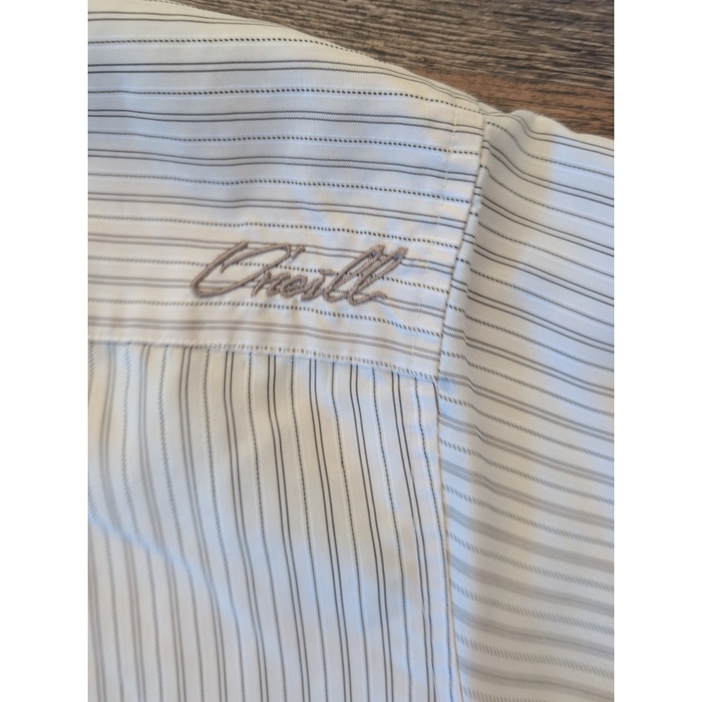 O'Neill Heritage Series Shirt Fit Small Tag; Med Ivory Black Striped Button Up - Picture 9 of 16
